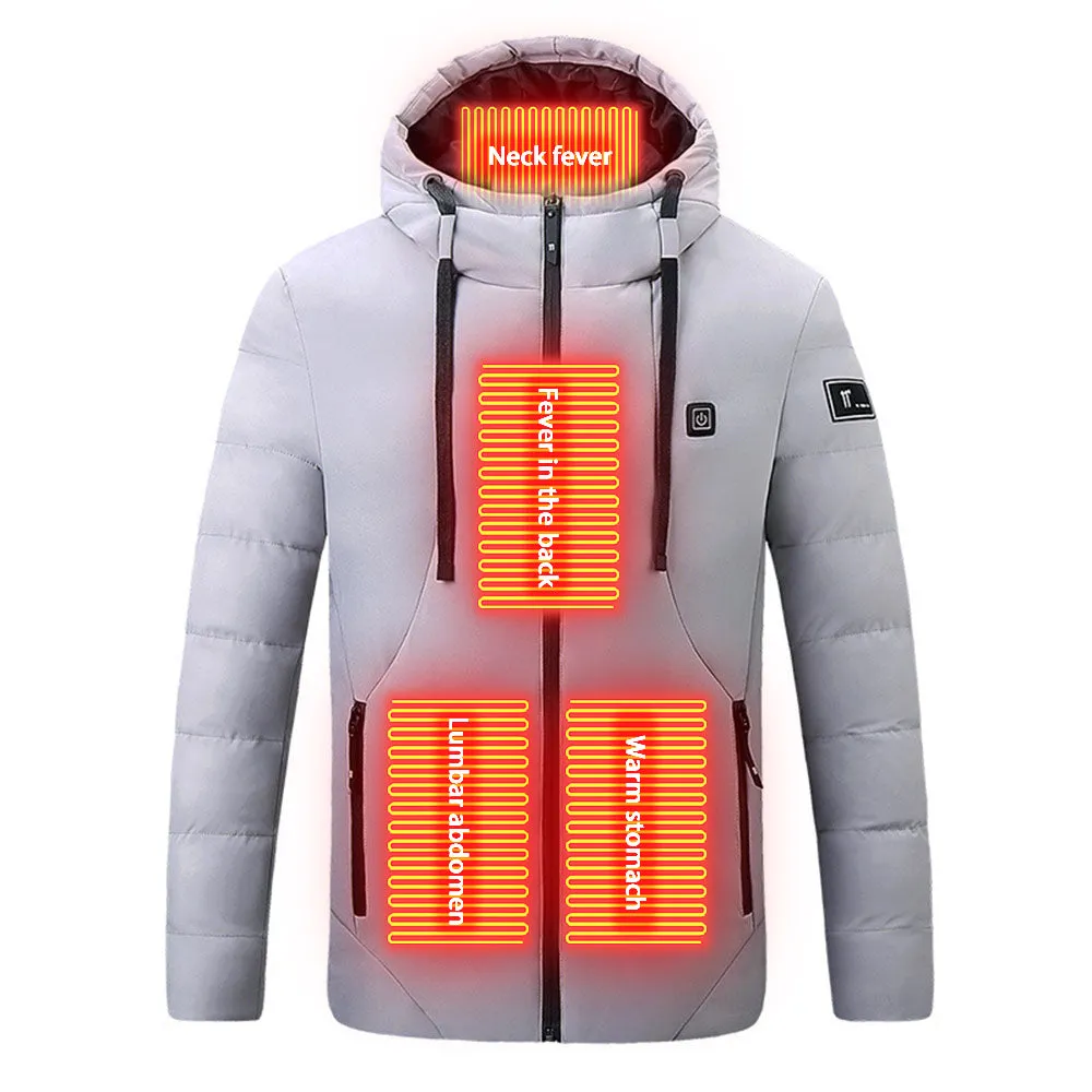 4 Areas Smart Heating Cotton Electric Hooded Jacket BLXCK NORWAY™