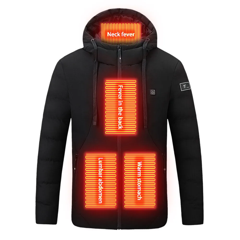 4 Areas Smart Heating Cotton Electric Hooded Jacket BLXCK NORWAY™