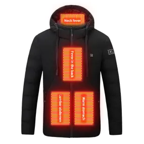 4 Areas Smart Heating Cotton Electric Hooded Jacket BLXCK NORWAY™
