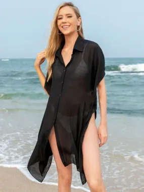 Airy Loose Fit Button-Front Cardigan