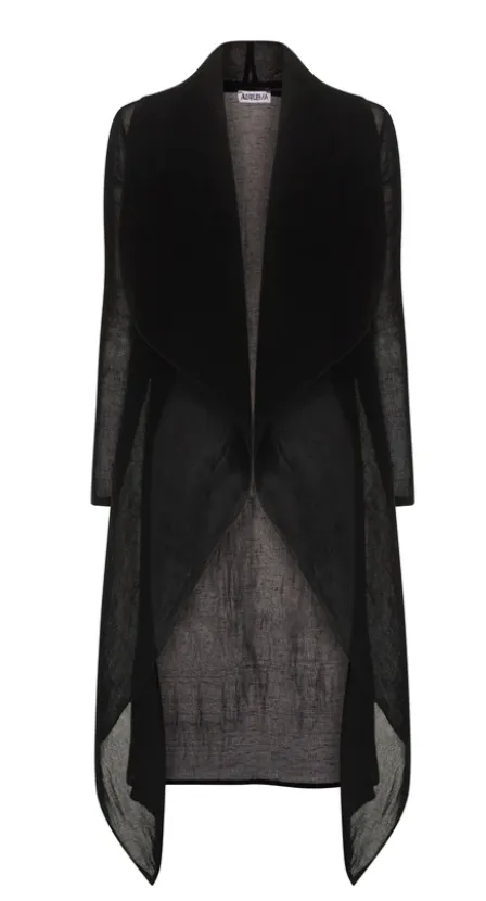 Alquema Long Collare Coat - BLACK