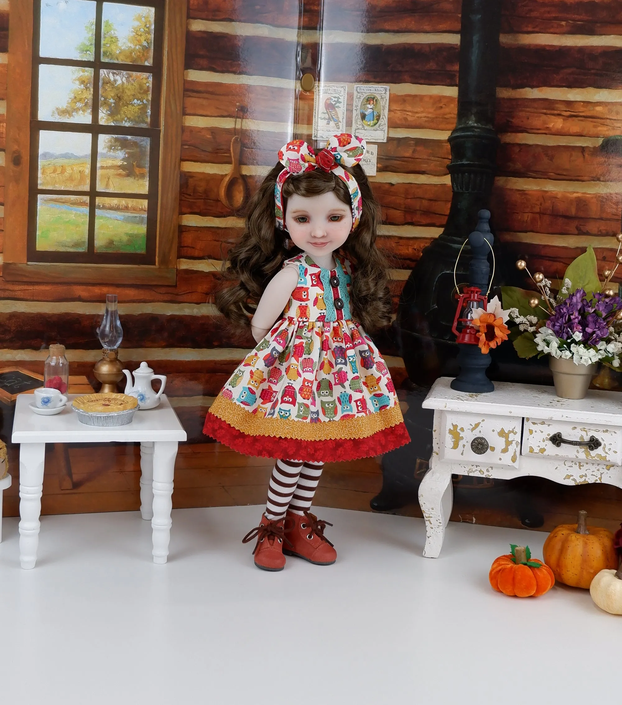 Autumn Owlets - dress with boots for Ruby Red Fashion Friends doll