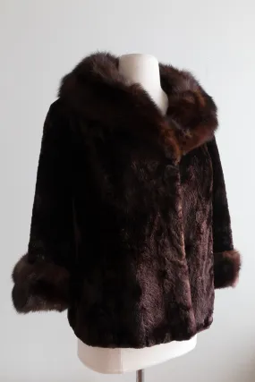 Beautiful 1950's Chocolate Sheared Fur Jacket / Medium