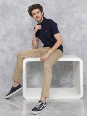 Beige Checkered Chinos Trousers