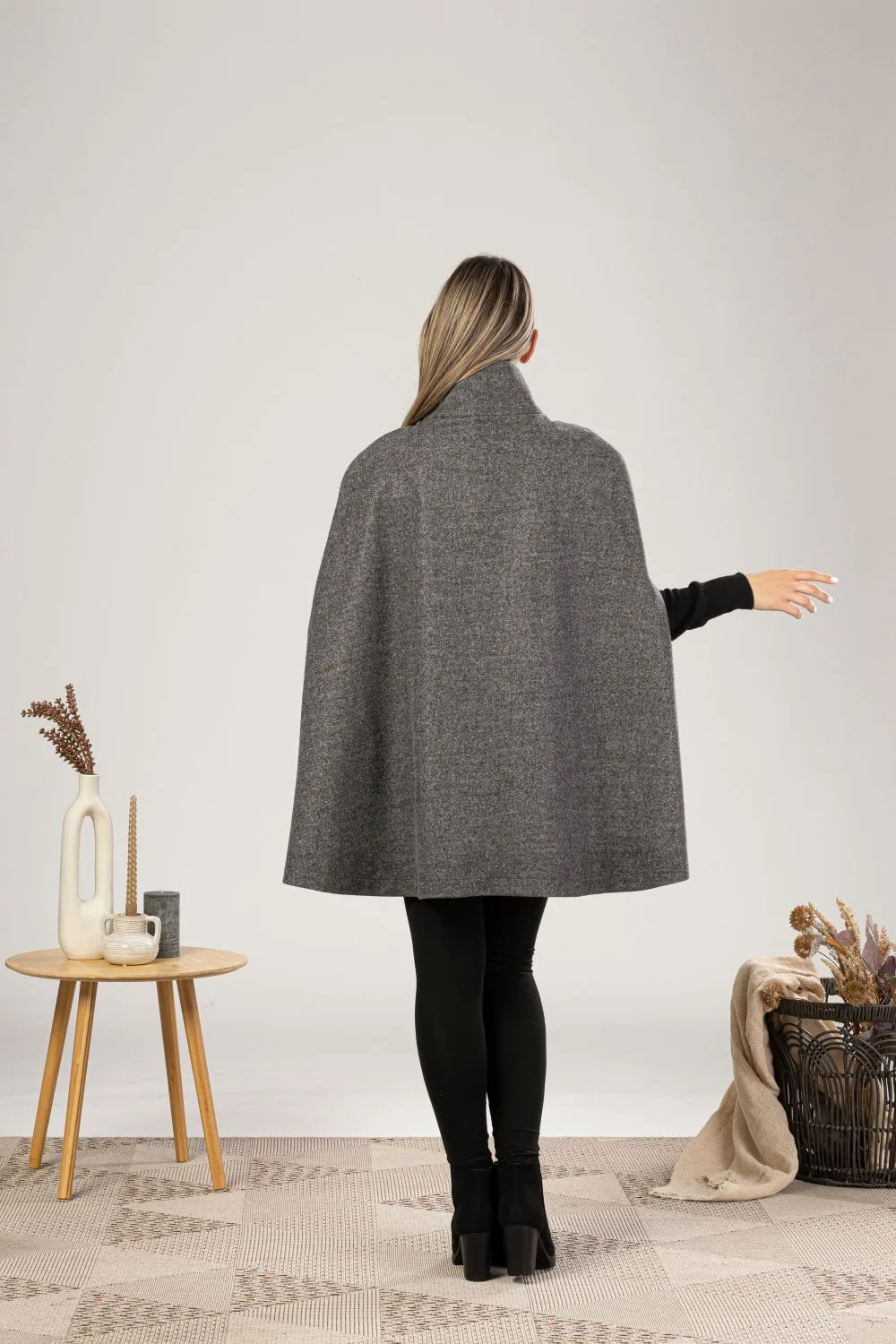 Black Elegant Cape Coat