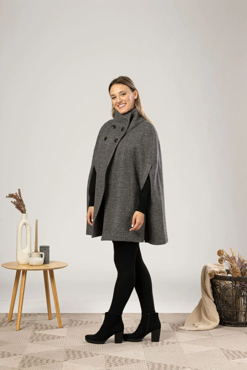 Black Elegant Cape Coat