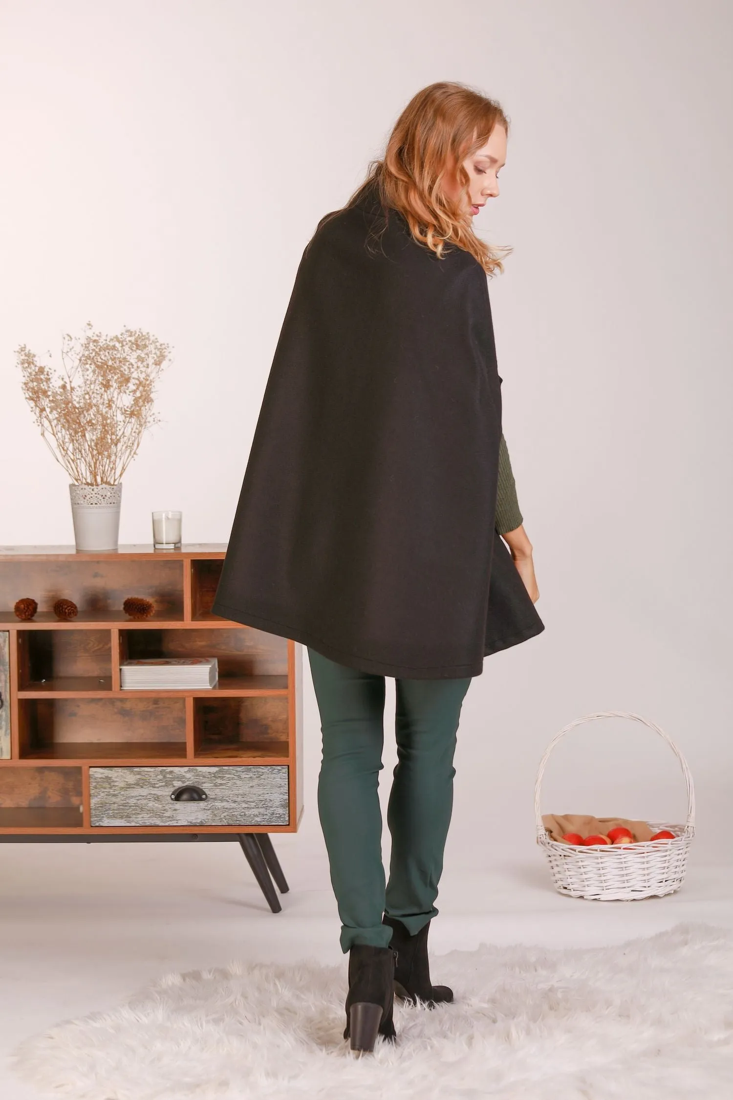 Black Elegant Cape Coat