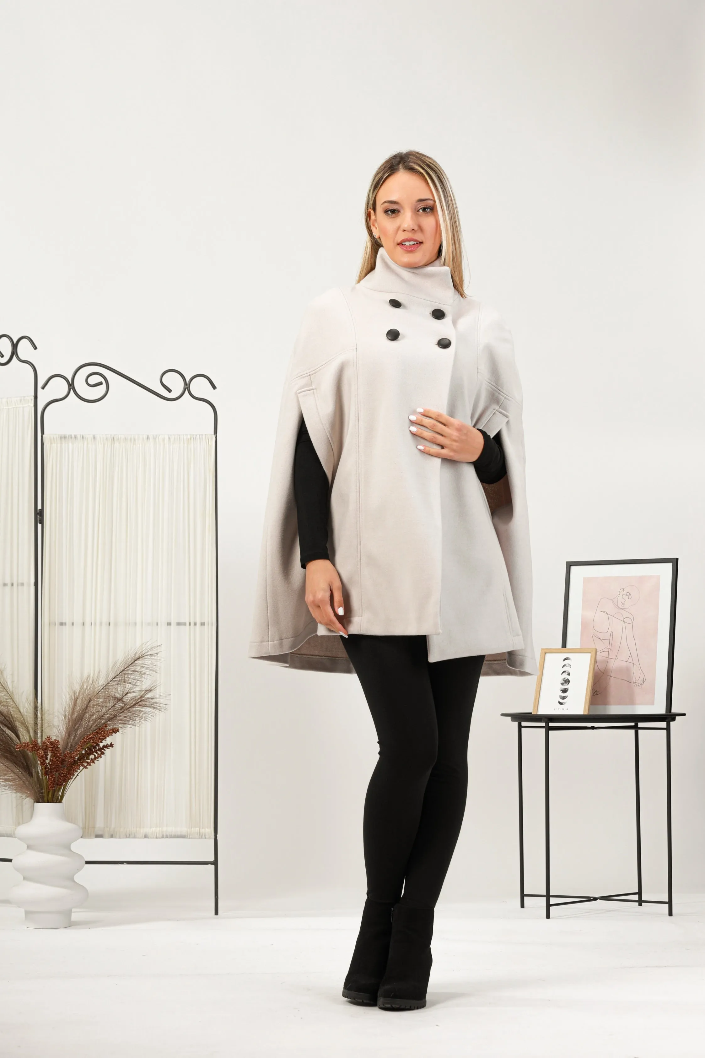 Black Elegant Cape Coat