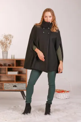 Black Elegant Cape Coat