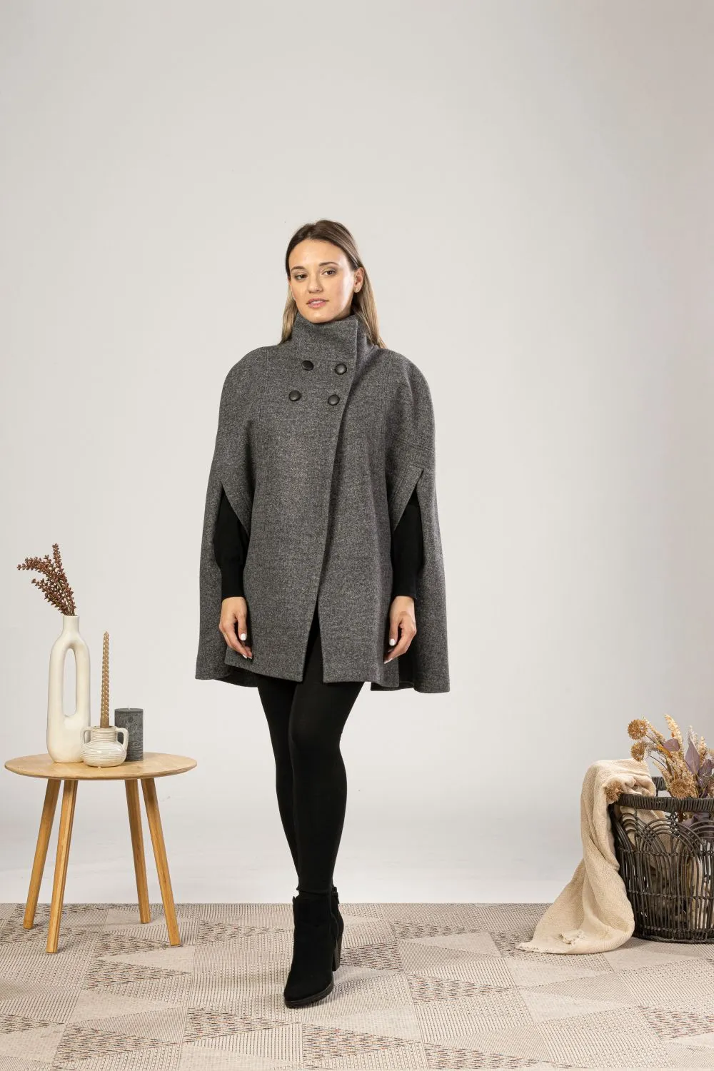 Black Elegant Cape Coat