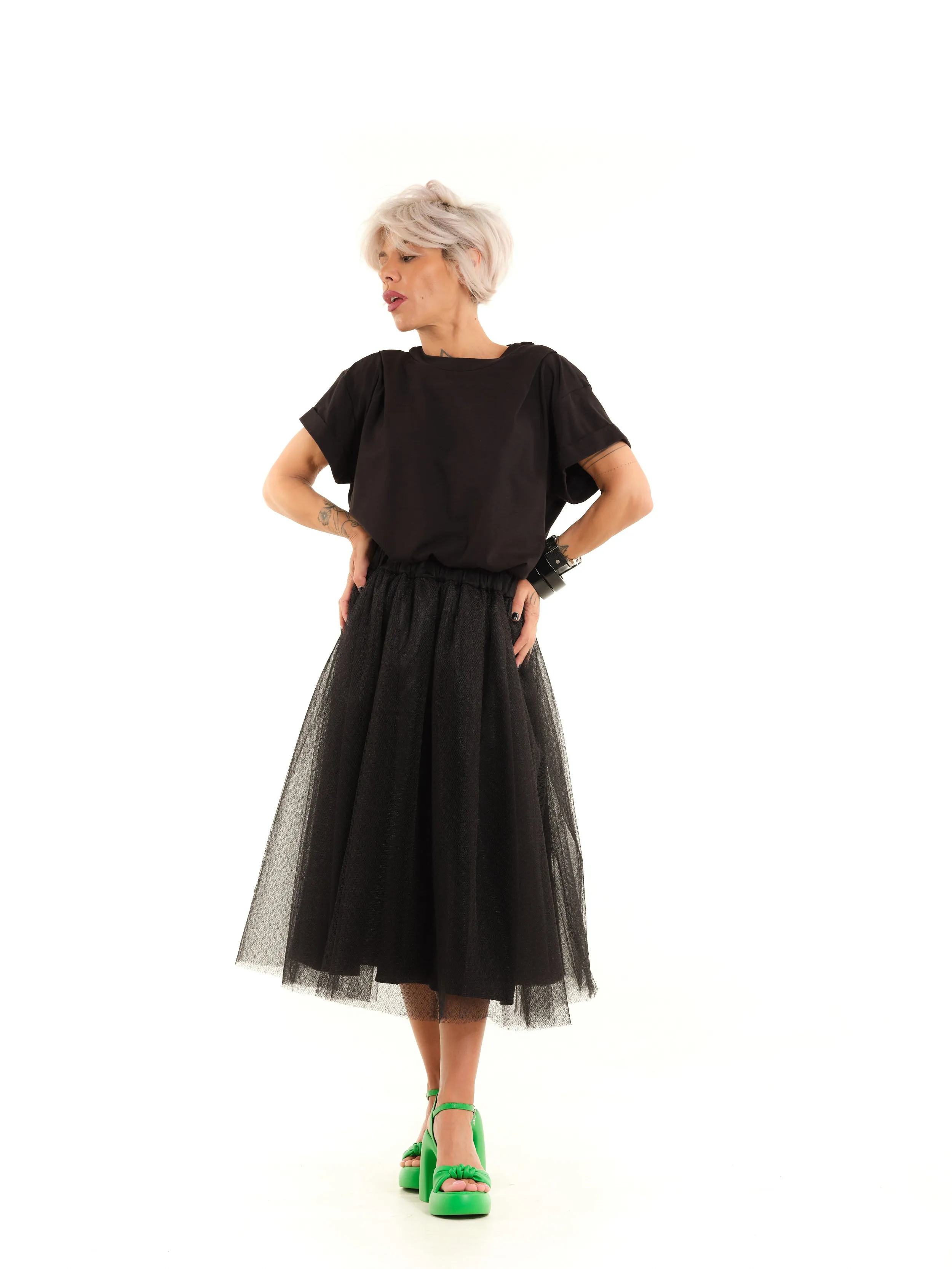 Black Open-Back Chain Top