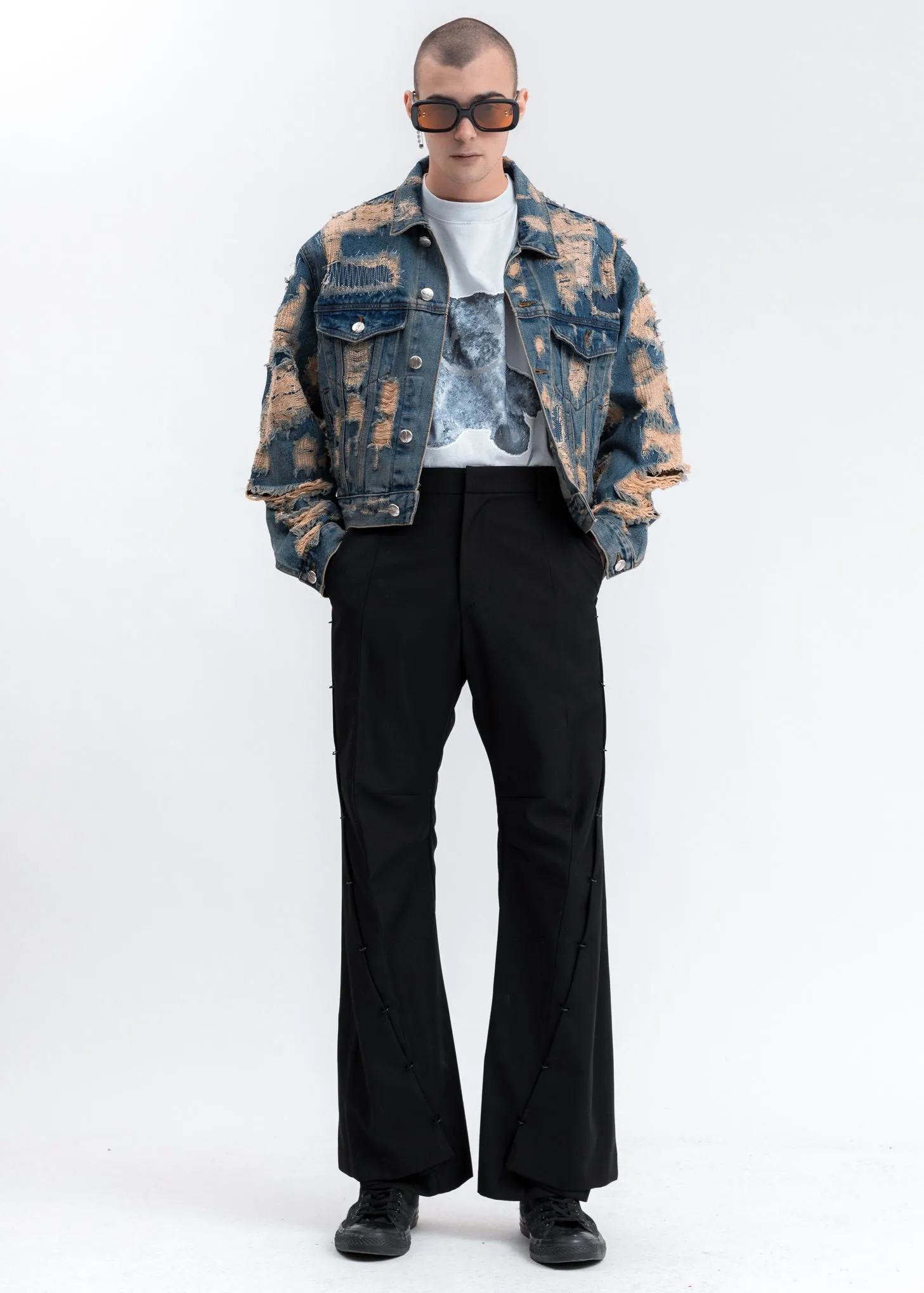 Blue Destroyed Denim Jacket