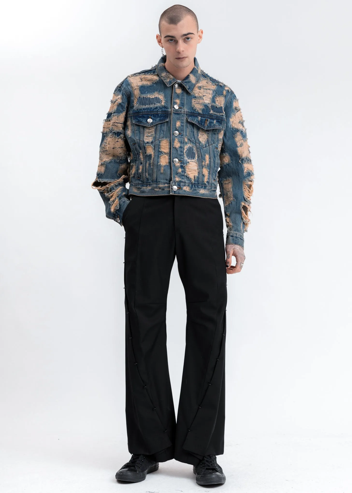 Blue Destroyed Denim Jacket