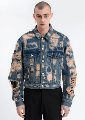 Blue Destroyed Denim Jacket