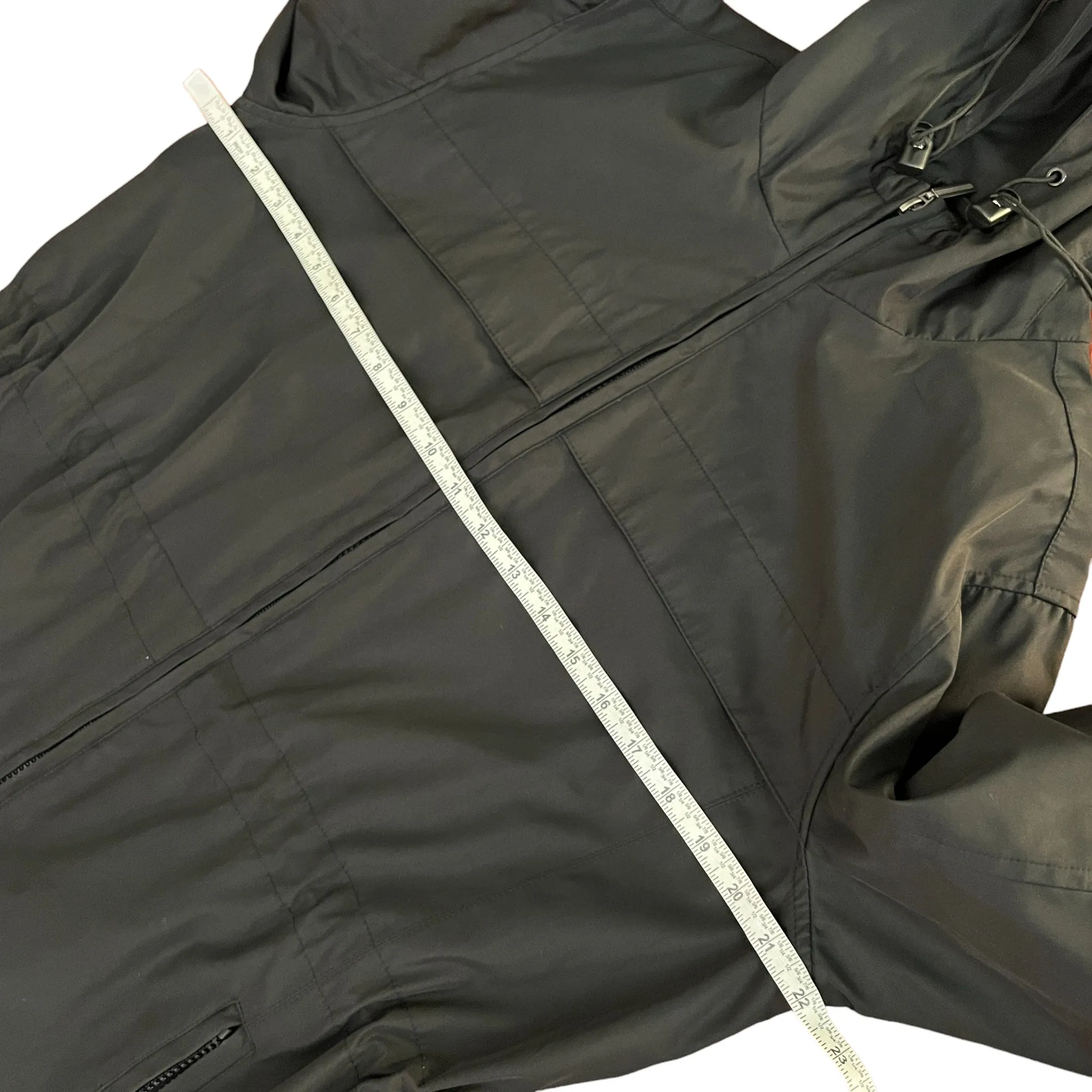 Boseding BSD Black Hooded Drawstring Windbreaker Jacket Size Medium