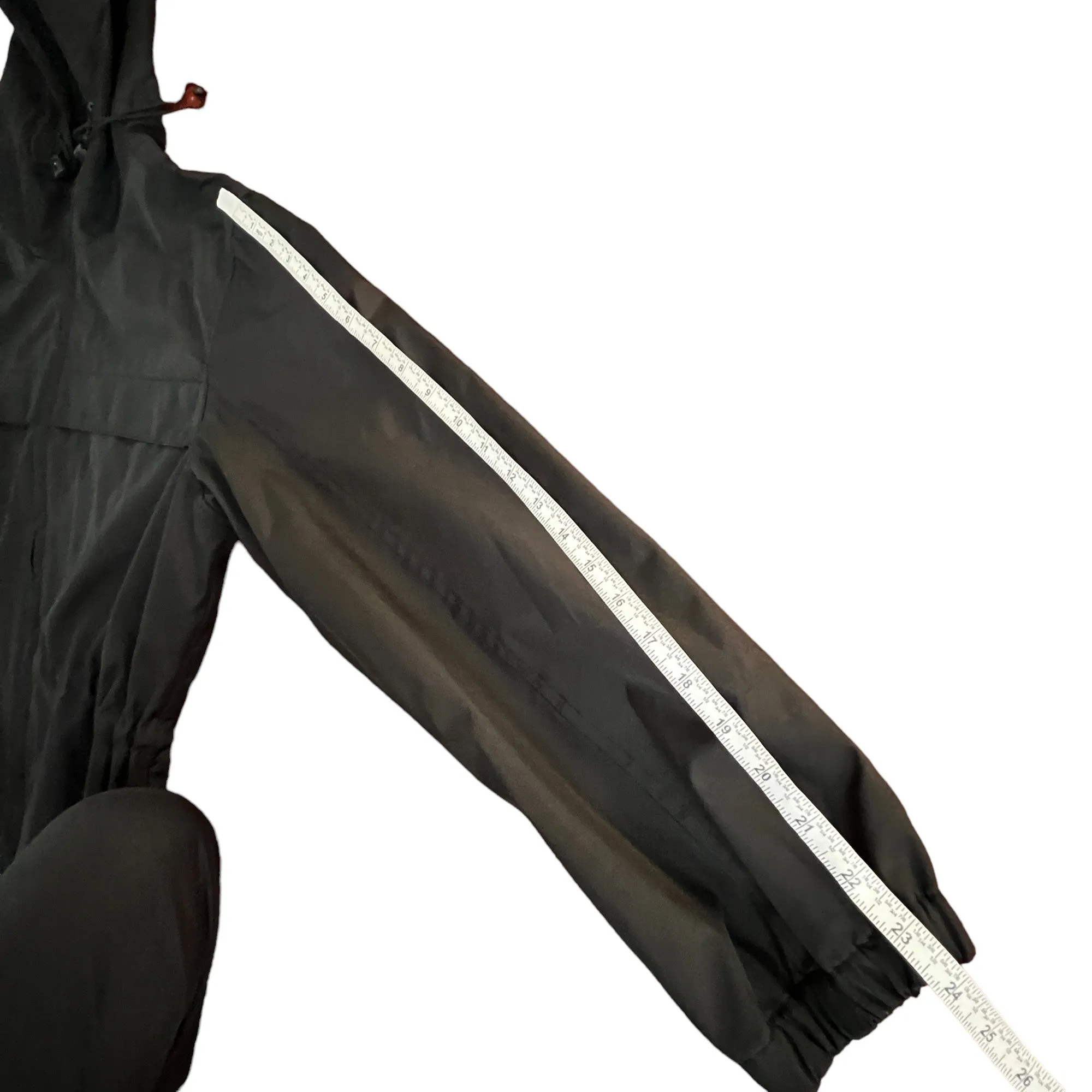 Boseding BSD Black Hooded Drawstring Windbreaker Jacket Size Medium