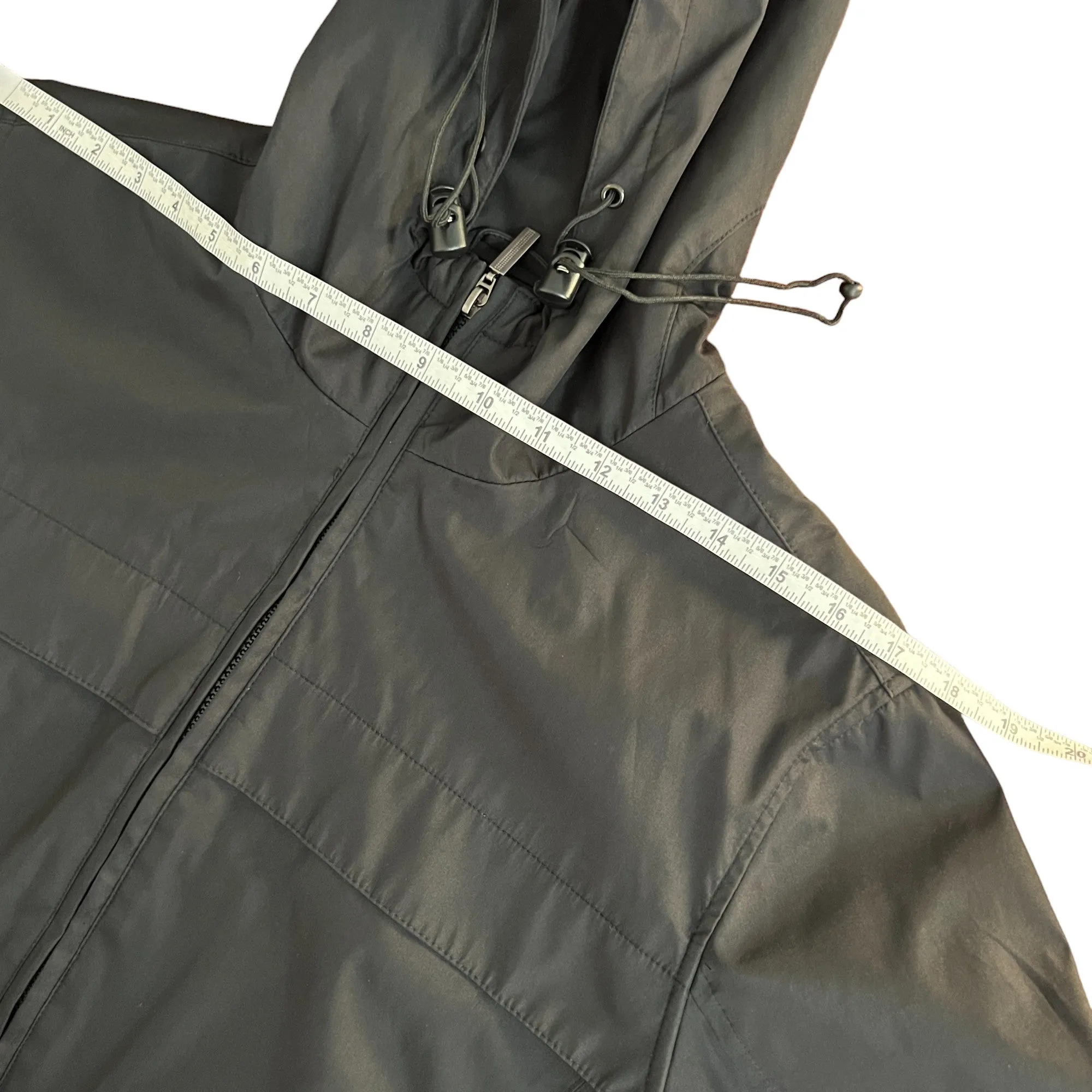 Boseding BSD Black Hooded Drawstring Windbreaker Jacket Size Medium