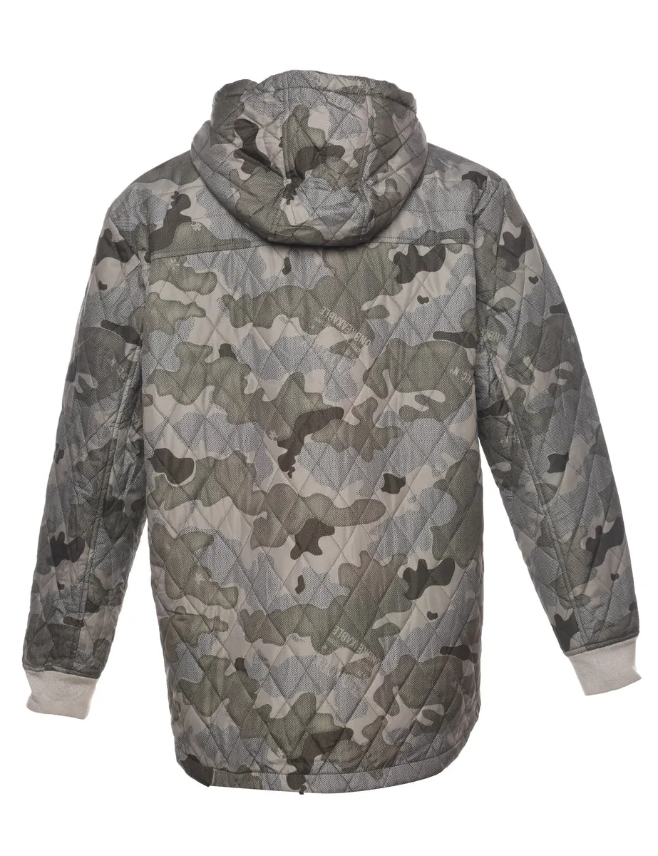 Camouflage Print Puffer Jacket - L