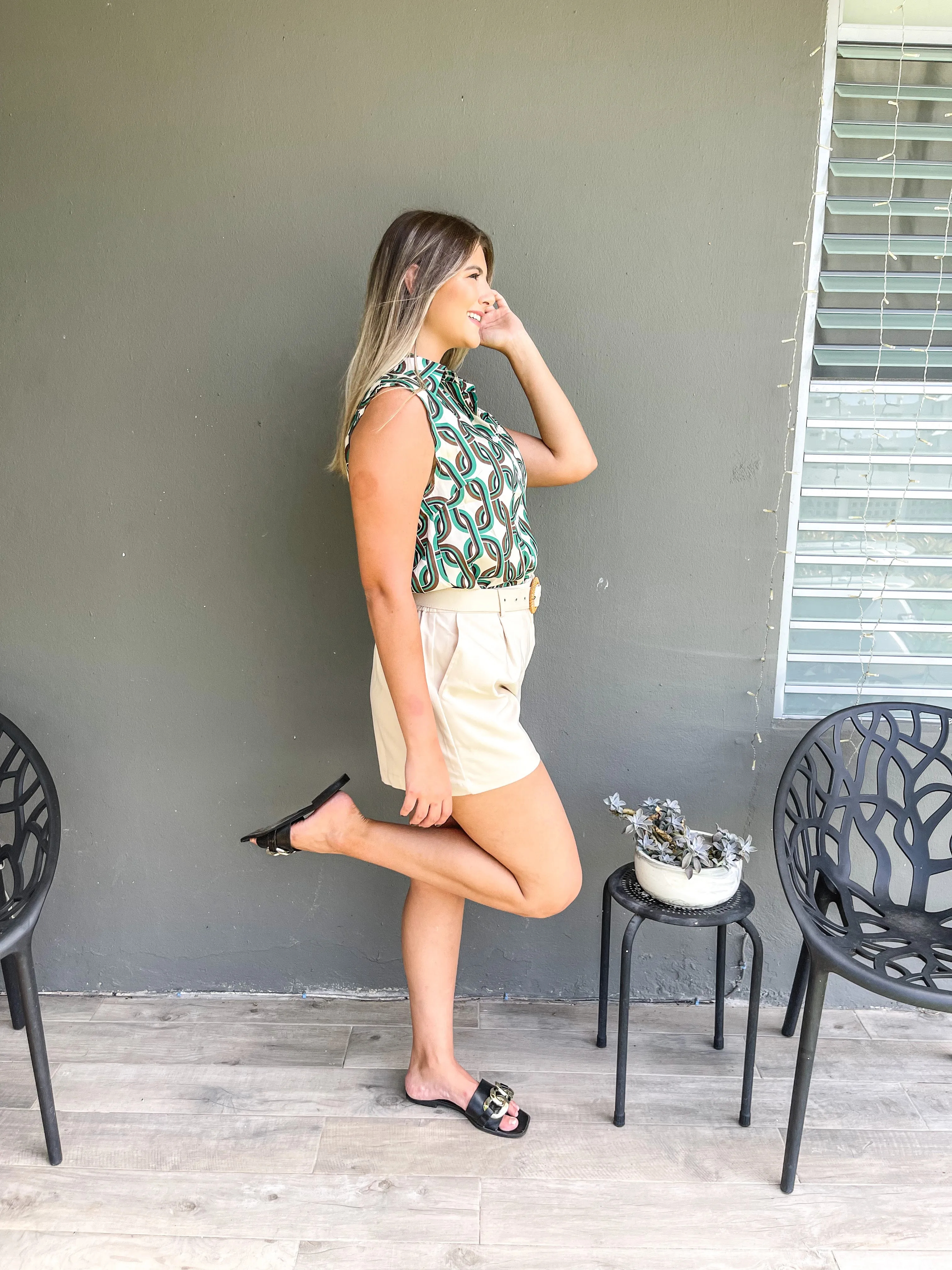 CHAIN PRINT VEST TOP