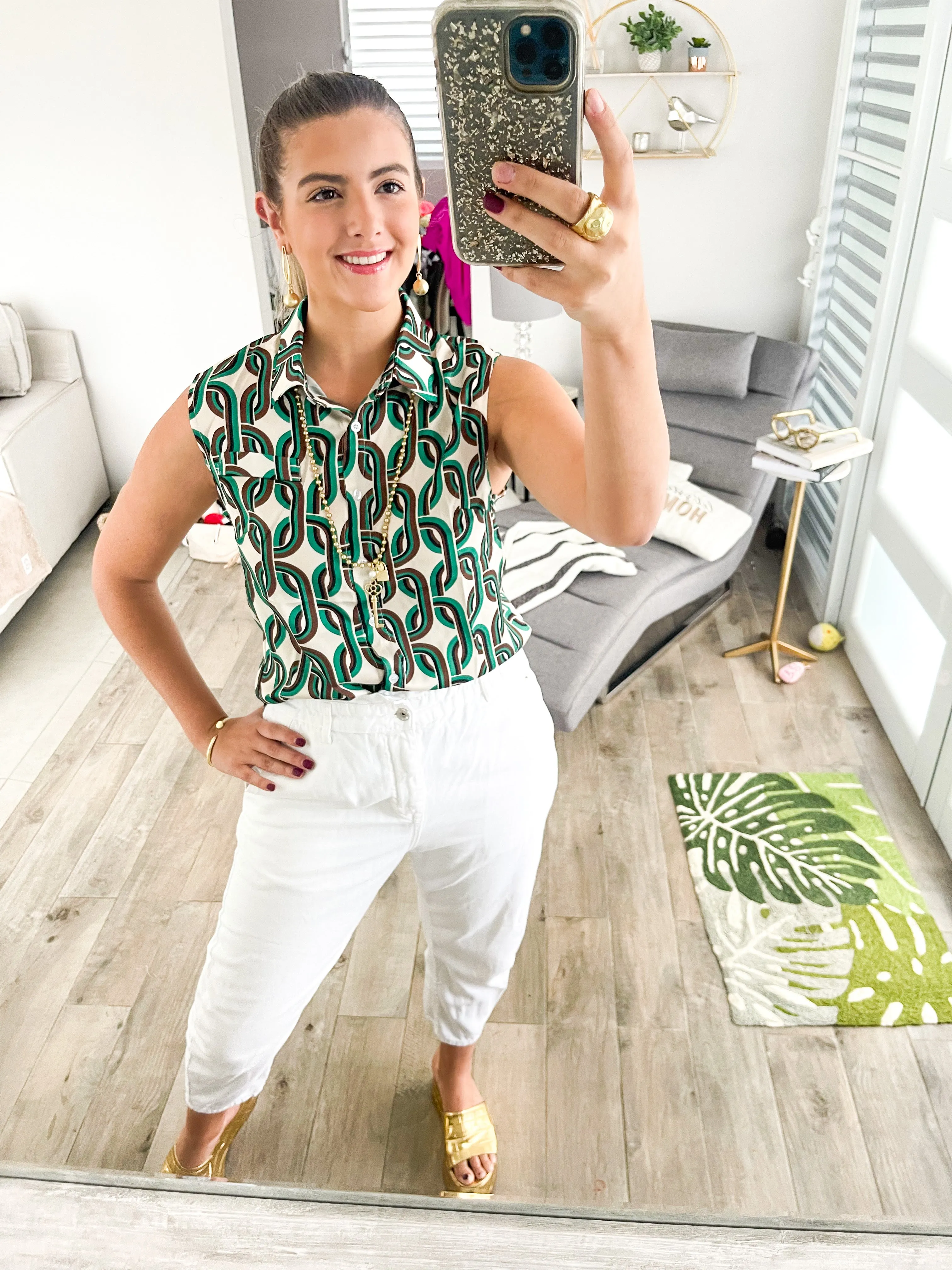 CHAIN PRINT VEST TOP