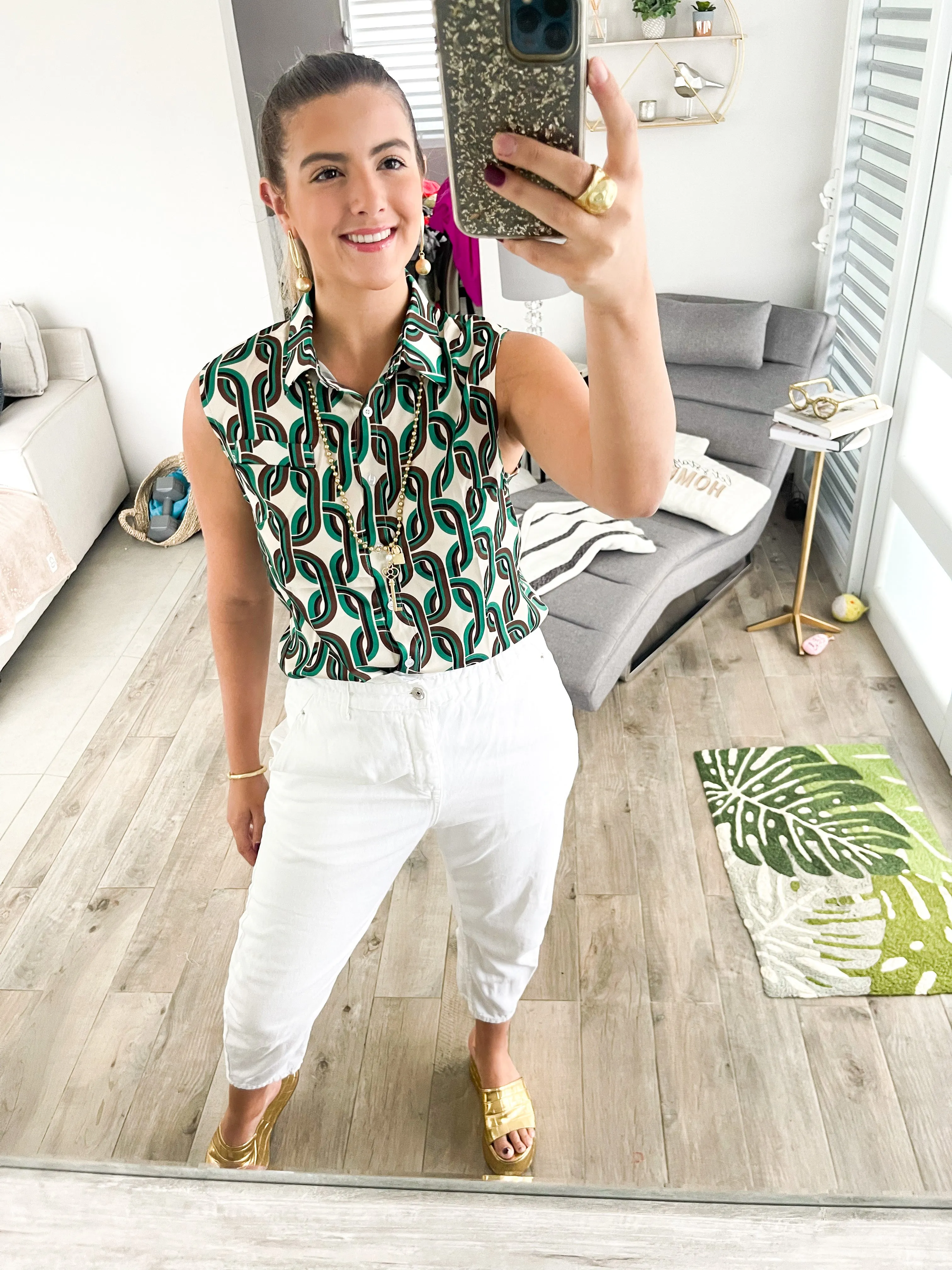 CHAIN PRINT VEST TOP