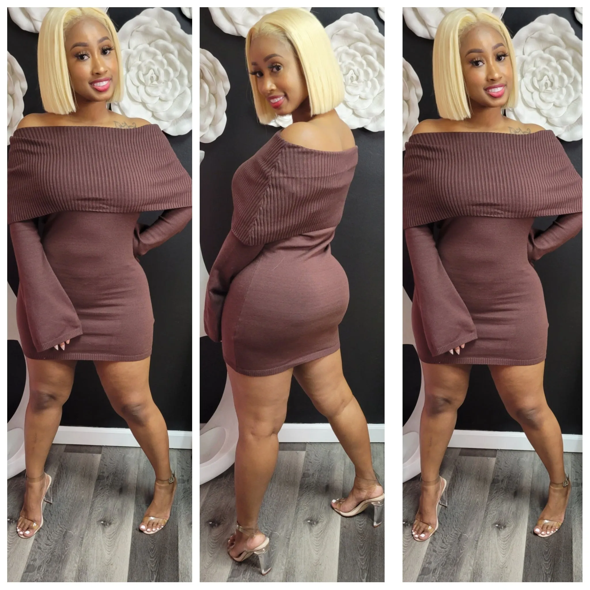 Chelsea Brown Sweater Dress