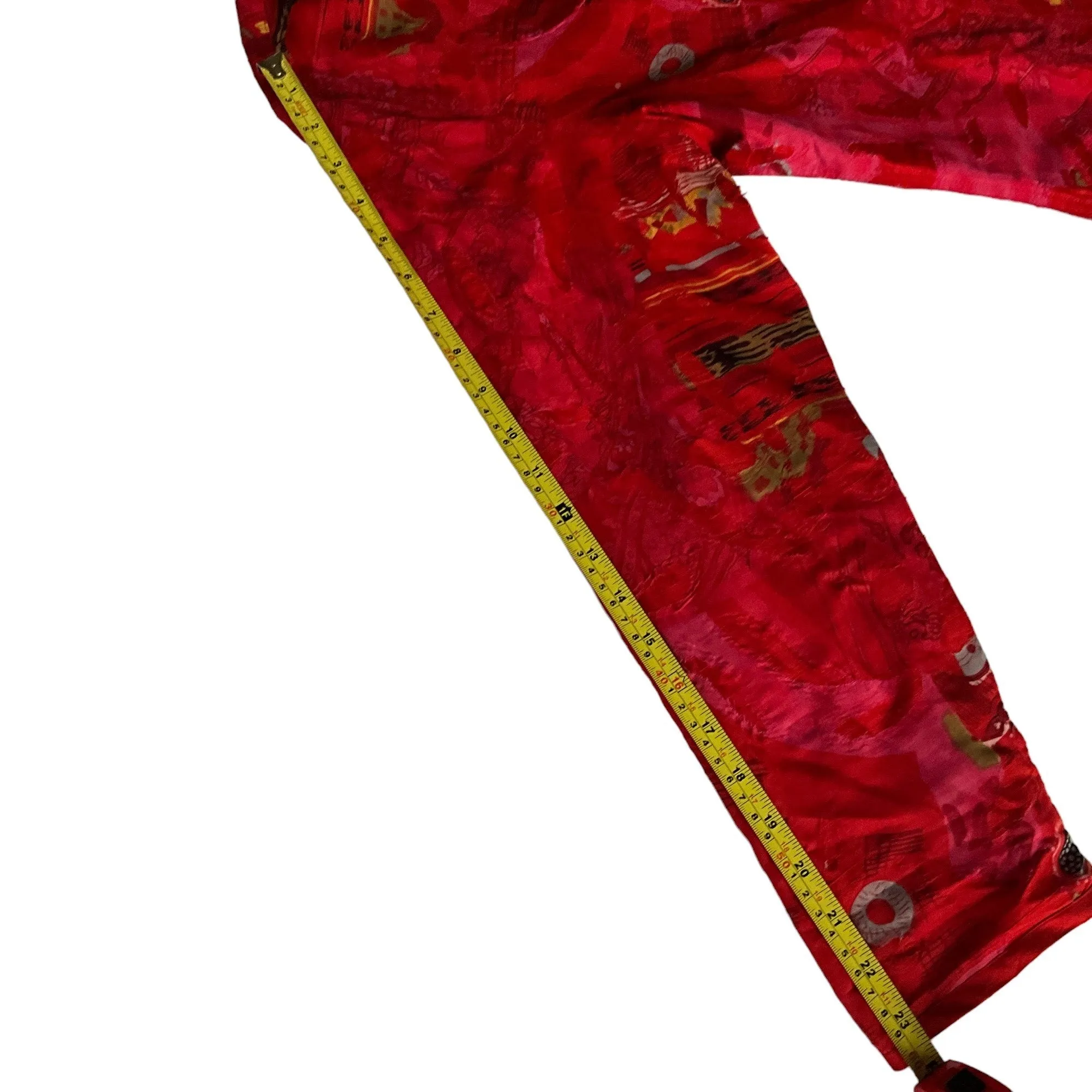 Chico's Red Raw Silk Floral Shirt Jacket Size 2