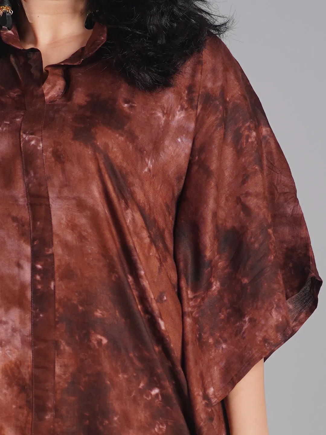 Coffee TieDyeKaftanTop - Quartz