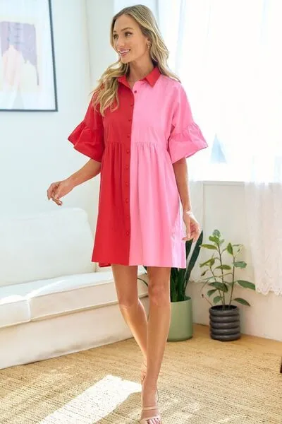 Color Block Babydoll Dress