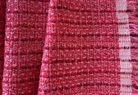 Couture Lux Pink Sparkling Champagne Cotton Blend Tweed Bouclé (Made in Italy)
