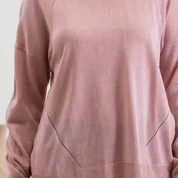 Dusty Pink Back Buttoned Pullover Light Sweater