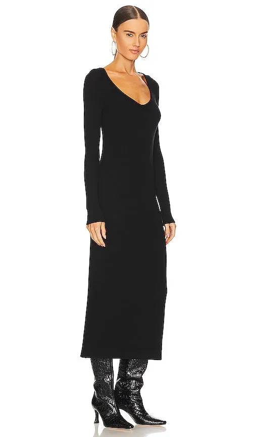 Enza Costa V-neck Sweater Dress in Black