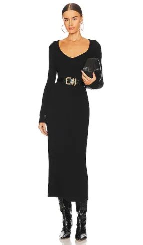 Enza Costa V-neck Sweater Dress in Black