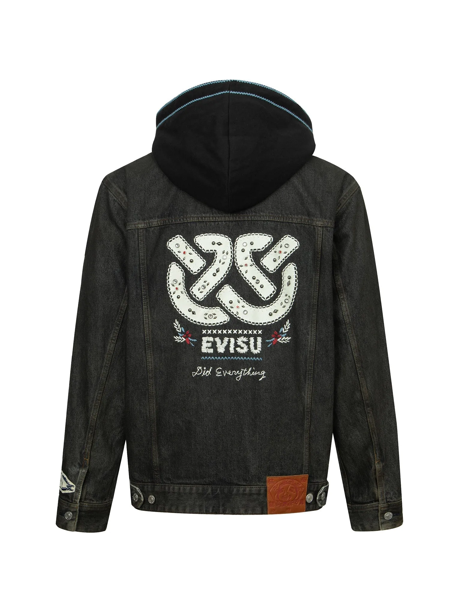 Ethnic-inspired Wheel of Wisdom Print and Embroidery Relax Fit Denim Jacket