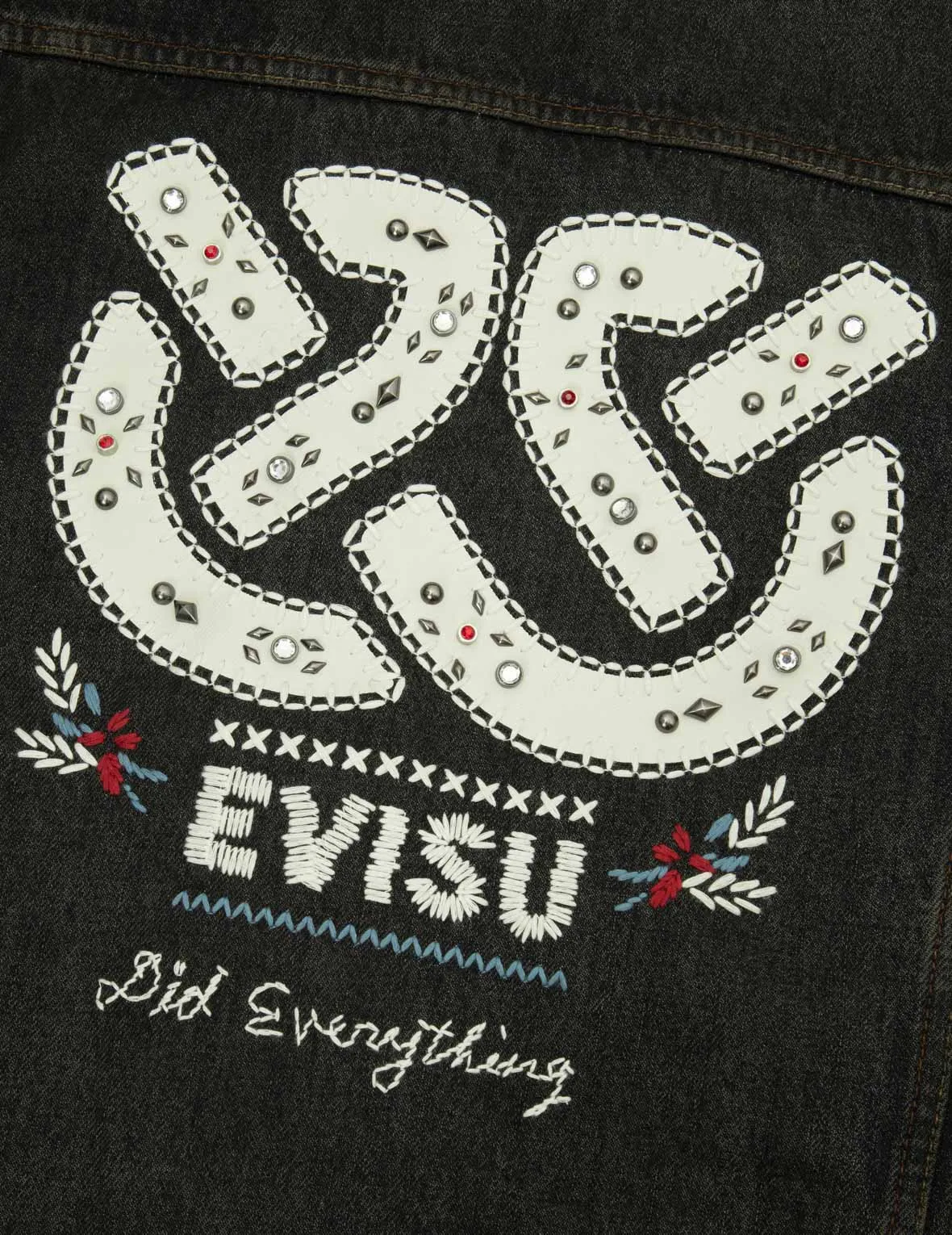 Ethnic-inspired Wheel of Wisdom Print and Embroidery Relax Fit Denim Jacket