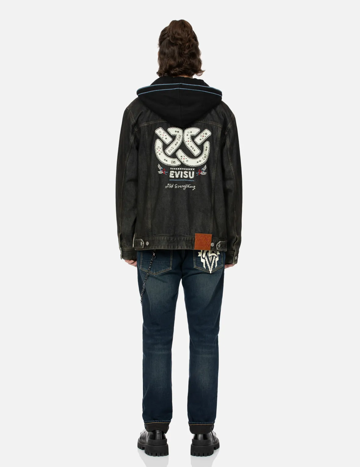 Ethnic-inspired Wheel of Wisdom Print and Embroidery Relax Fit Denim Jacket