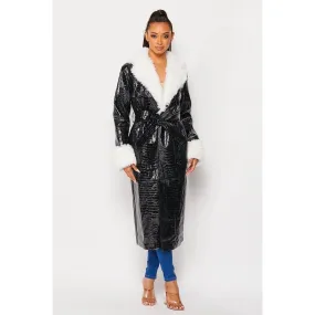 Faux Leather Coat (Black)