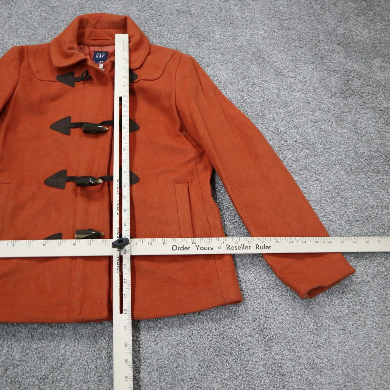 Gap Womens Blazer Coat Long Sleeves Two Pockets Buckle Closure Orange Size XS