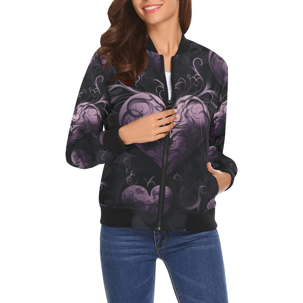 Gothic Purple Hearts Bomber Jacket