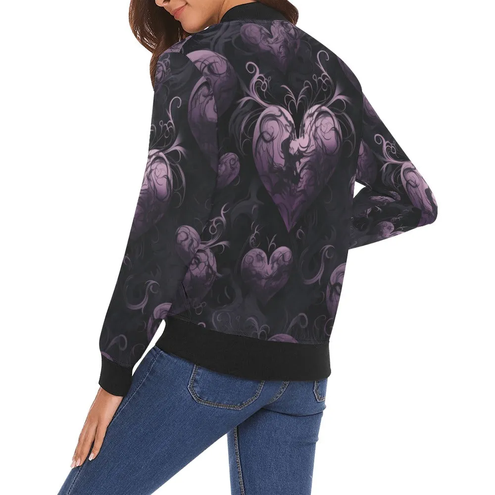 Gothic Purple Hearts Bomber Jacket