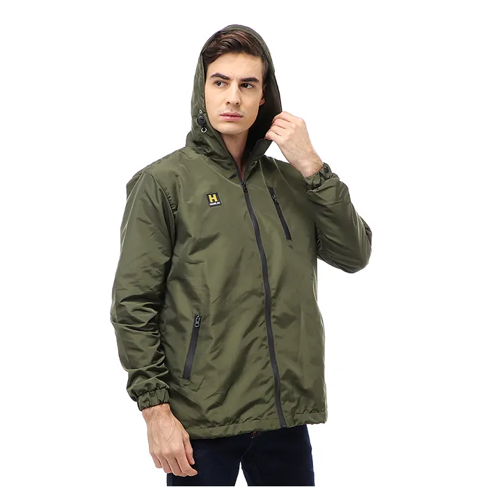Hamlin Clover Outerwear Jacket Hoodie Pria Waterproof Anti Air Material Taslan ORIGINAL - Army