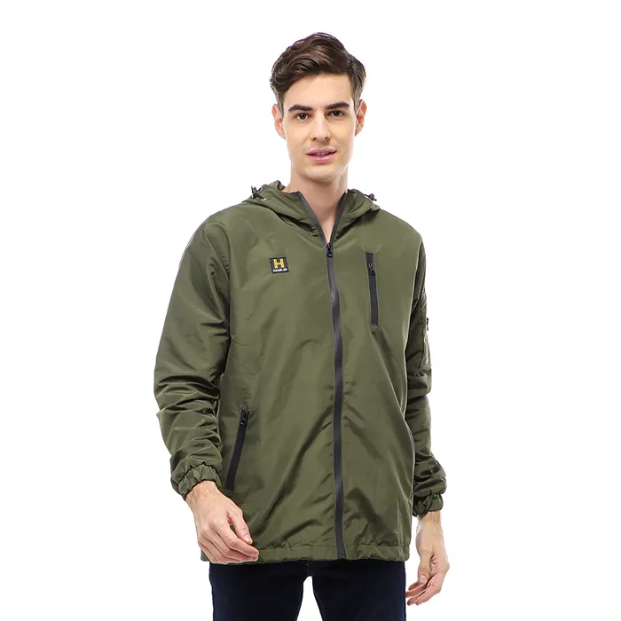 Hamlin Clover Outerwear Jacket Hoodie Pria Waterproof Anti Air Material Taslan ORIGINAL - Army