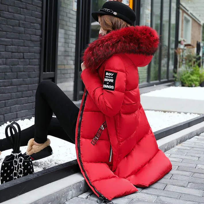 Long Puffer Jacket With Hood Cotton Big Fur Coated Long Puffer Jacket High Cold Protection