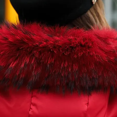 Long Puffer Jacket With Hood Cotton Big Fur Coated Long Puffer Jacket High Cold Protection