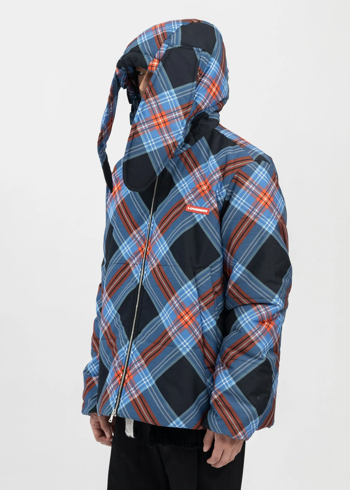 LOVERBOY TARTAN NYLON BUNNY PUFFER JACKET