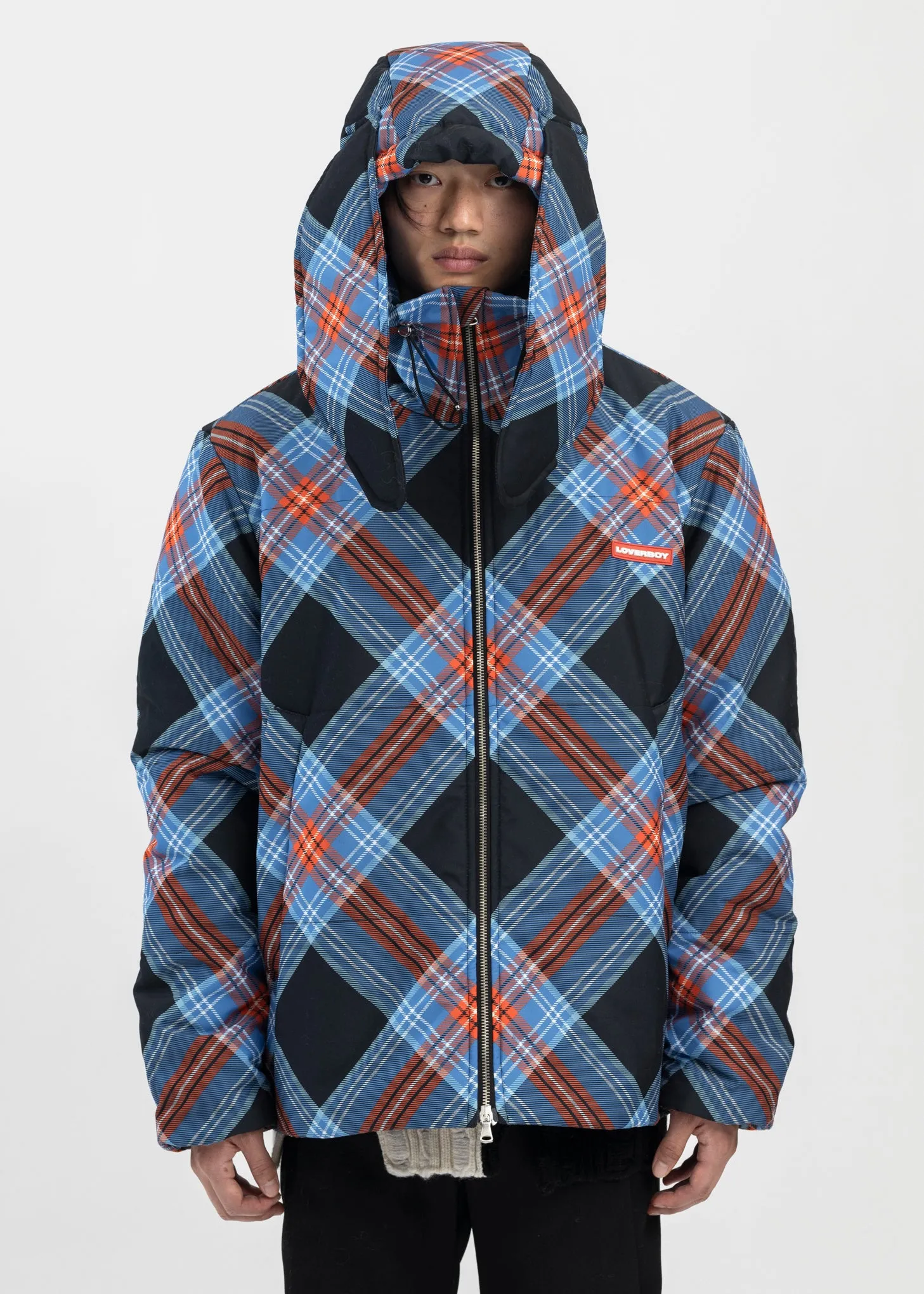 LOVERBOY TARTAN NYLON BUNNY PUFFER JACKET