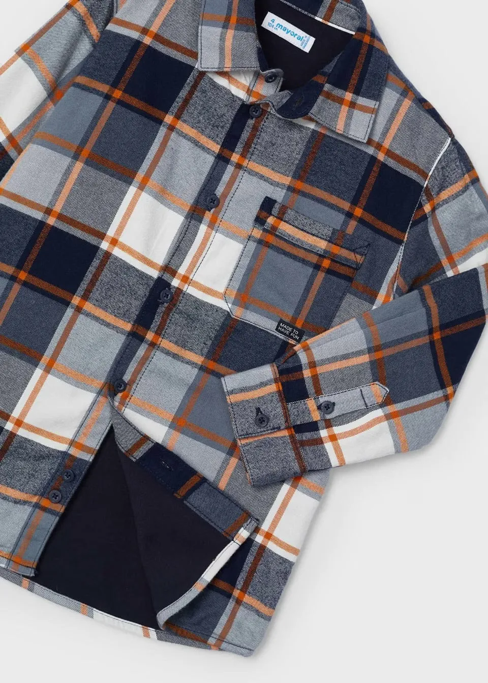 Mayoral Boys Checked Over Shirt 4107 Navy Orange