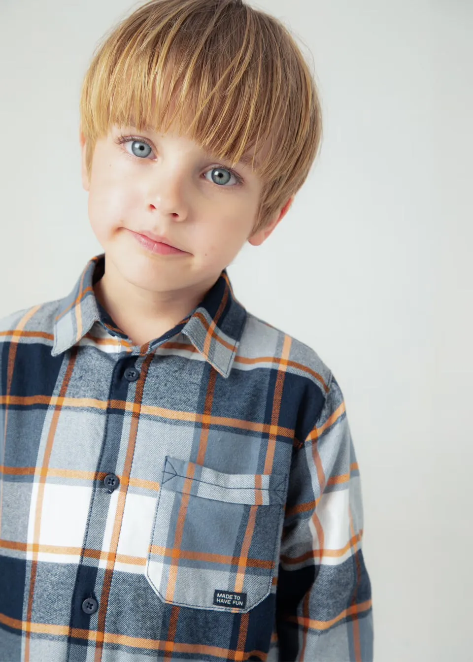 Mayoral Boys Checked Over Shirt 4107 Navy Orange