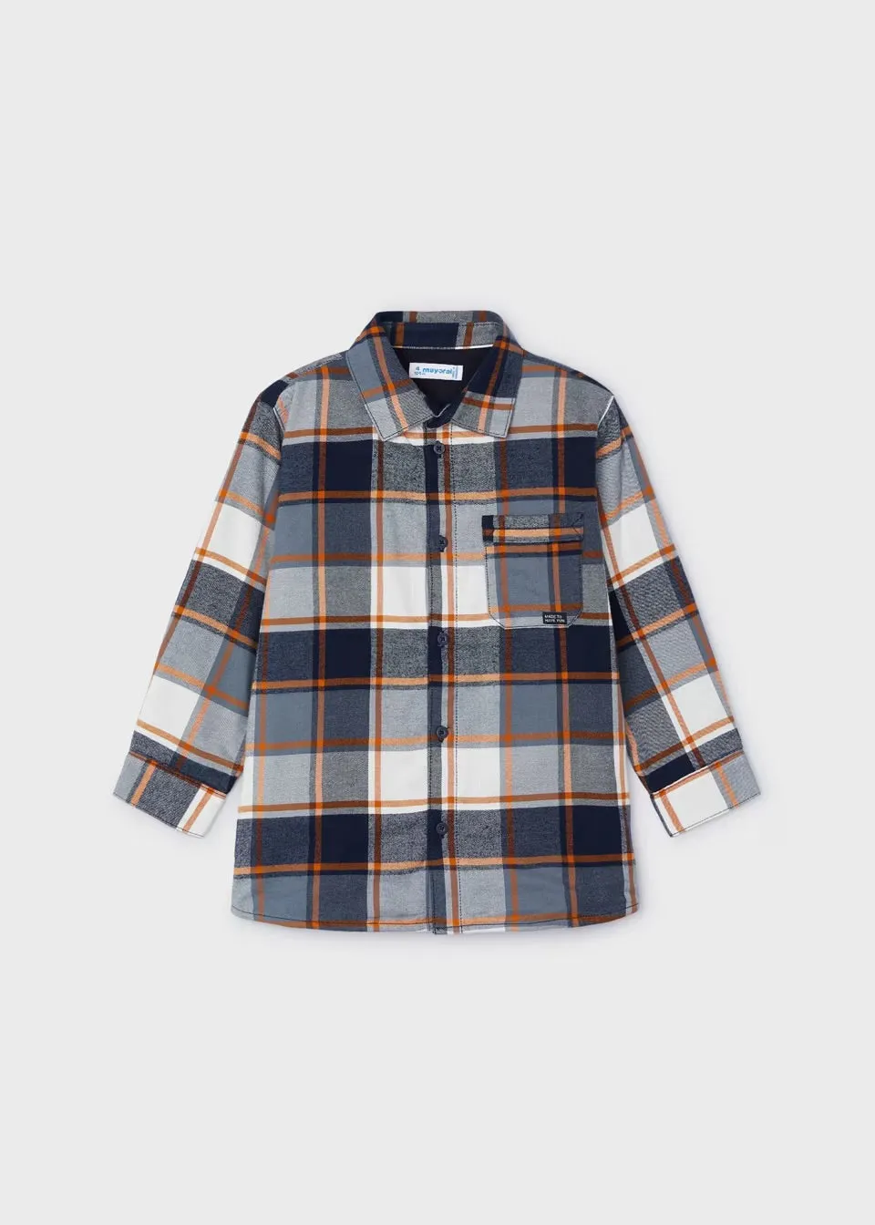 Mayoral Boys Checked Over Shirt 4107 Navy Orange
