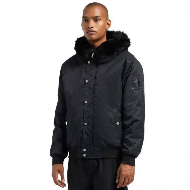 Mens Moose Knuckles Black Denali Bomber Jacket